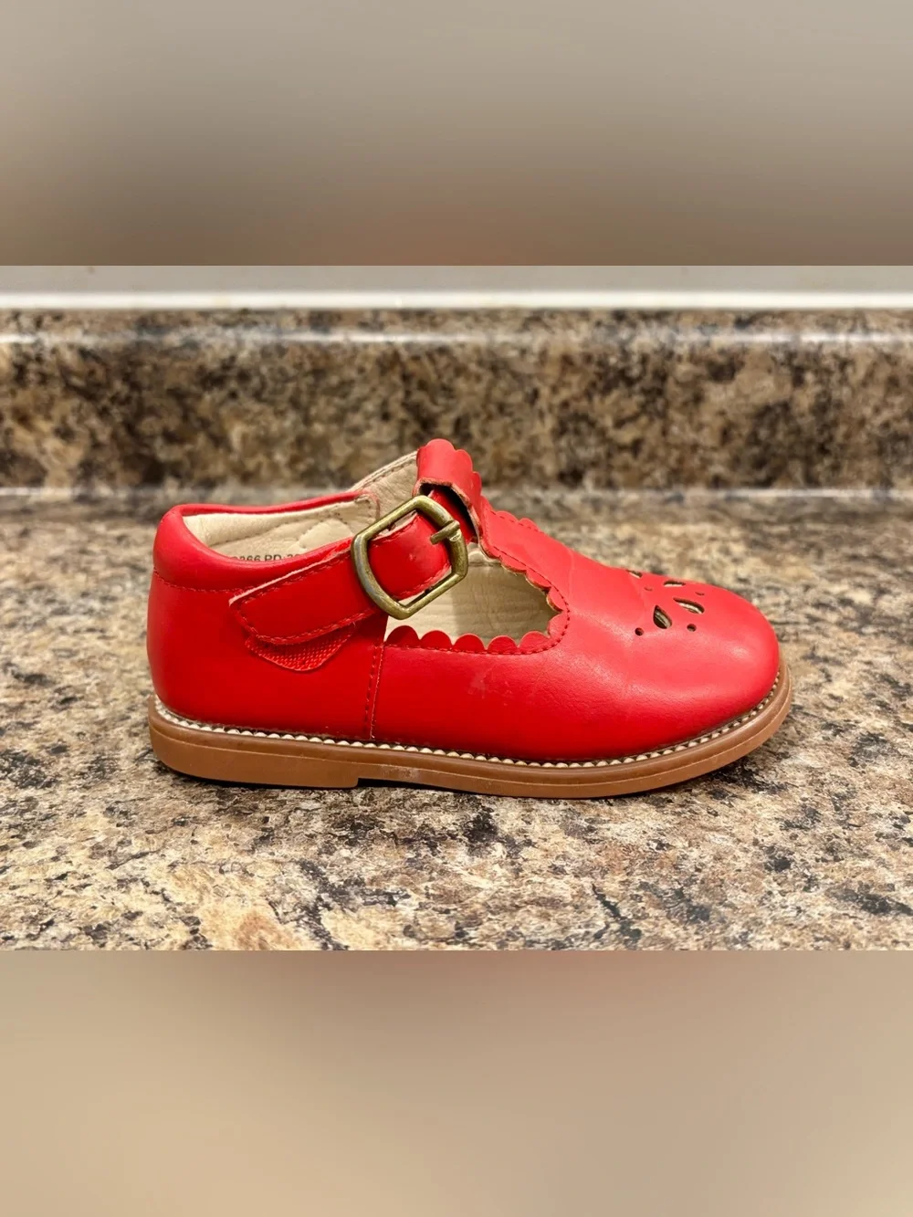 Felix & Flora Red Girls' T-Strap Leather Mary Janes Shoes